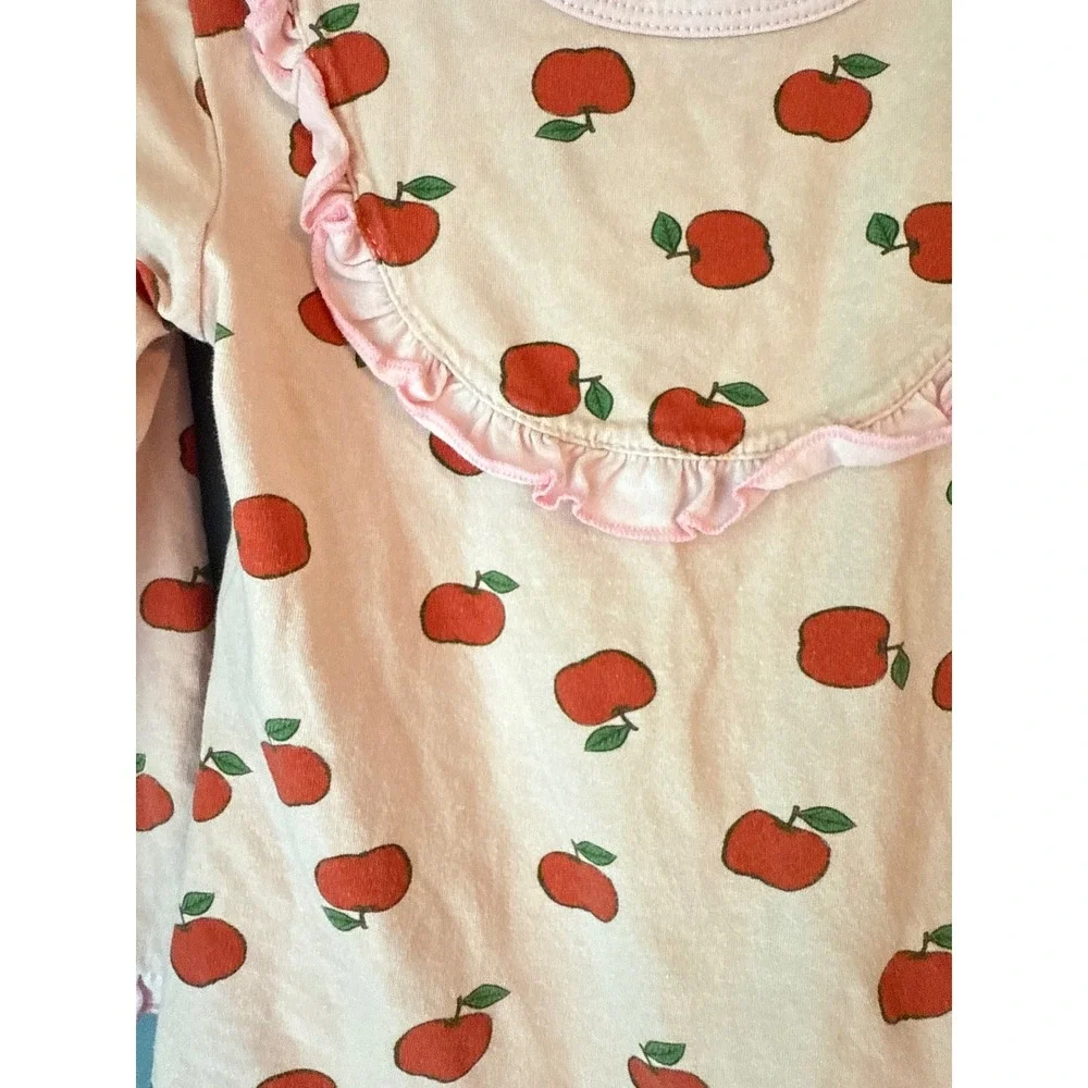 Cecil and Lou Girls Pink Apple Print Ruffle set